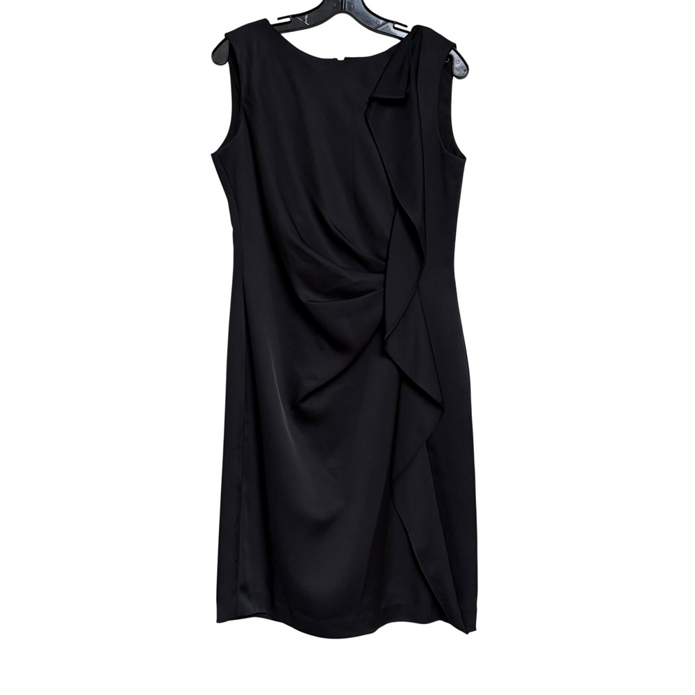 Jones New York Dress Womens Black Draped Ruffle‎ Sheath Size 8 Elegant Cocktail